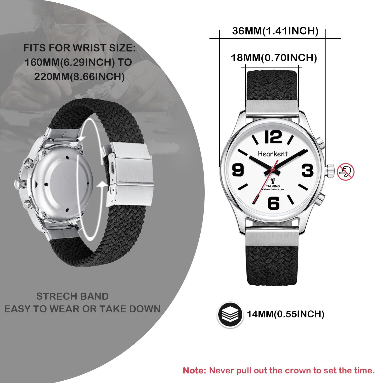 Hearkent Hearkent Talking Watch for Visually Impaired and Seniors Large Numbers, Voice Watch for Blind and Elderly, Talking Watch with Clear American Accent Women(Black)