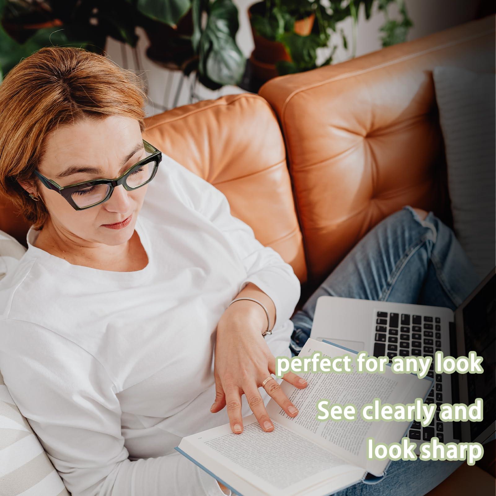 AQWANO AQWANO Reading Glasses Women 1.0 Stylish Fashion Oversized Designer Readers, Computer Blue Light Blocking magnifying Eyeglasses