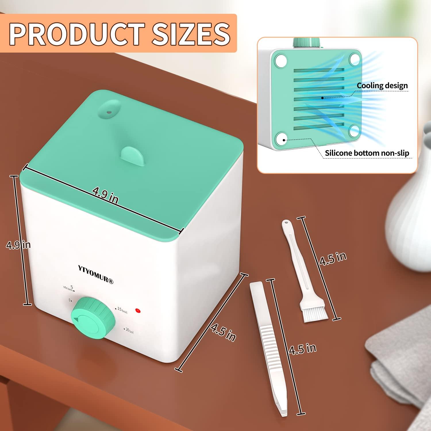 YTYOMUR Upgraded Menstrual Cups Sterilizer Menstrual Disc Steamer, 2 in 1 Boiling & Steaming Modes, One-Click Knob Timer Auto Off, with 1 Cleaning Brush & 1 Heat Resistant Clip(Green)