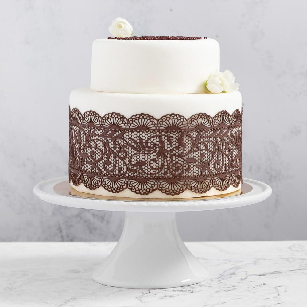 Art-Sweet Art-Sweet Ready to Use Sugar Lace for Cake Decoration - Pre-Made Cake Lace with Sprinkles - Edible Lace for Cakes (Chocolate)