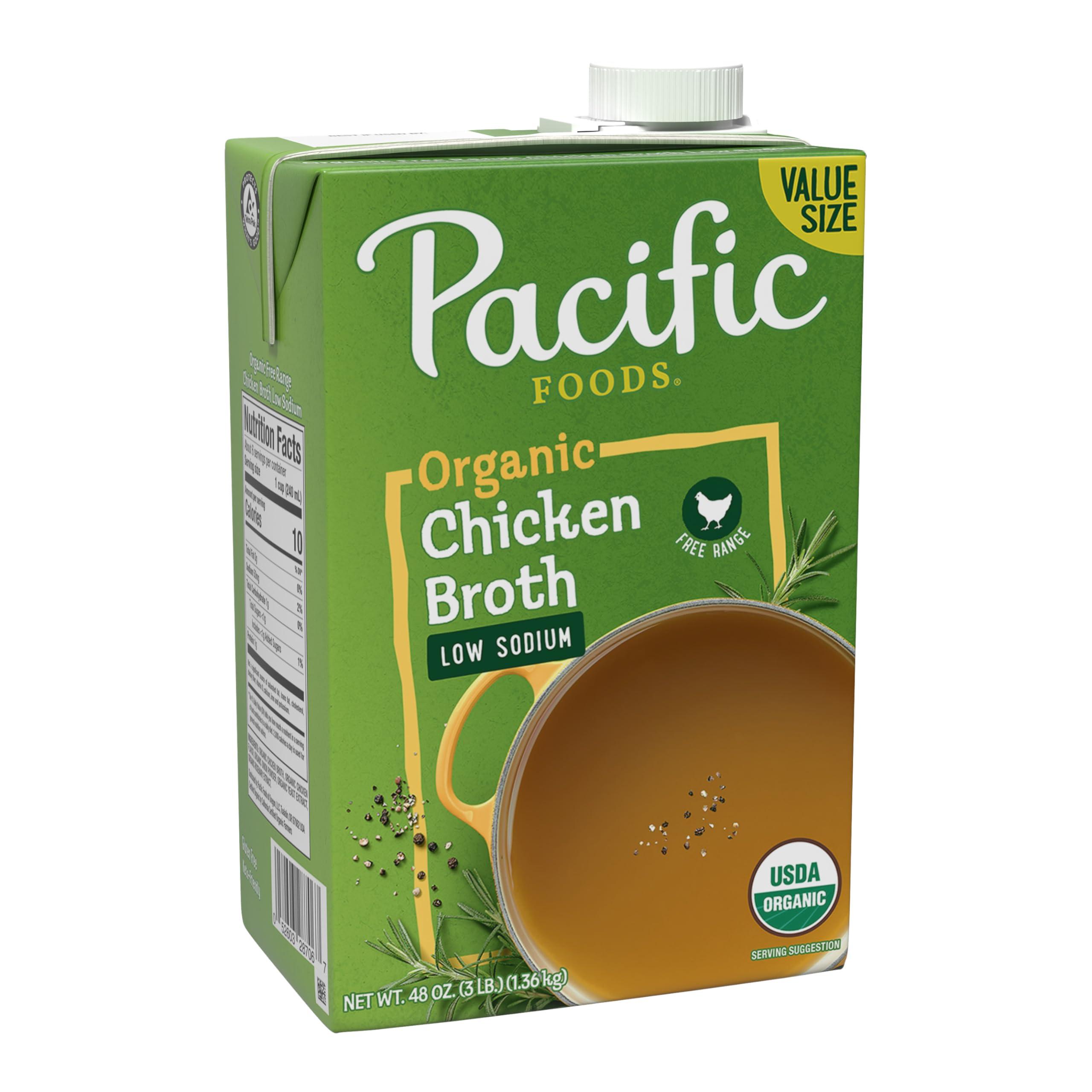 Pacific Foods Pacific Foods Low Sodium Organic Free Range Chicken Broth, 48 oz Carton