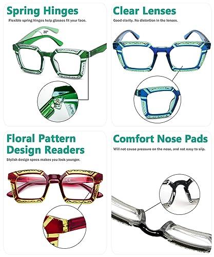 Eyekepper Eyekepper 4 Pack Reading Glasses for Women Floral Pattern Design Readers +2.75