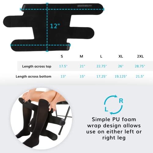 BraceAbility BraceAbility Lymphedema Leg Wrap - Swollen Calf Garment Brace for Lower Extremity Edema Swelling, Lymphatic Drainage, Water Retention Sleeve - 20-30 mmHg Medical Compression Socks Included (S)