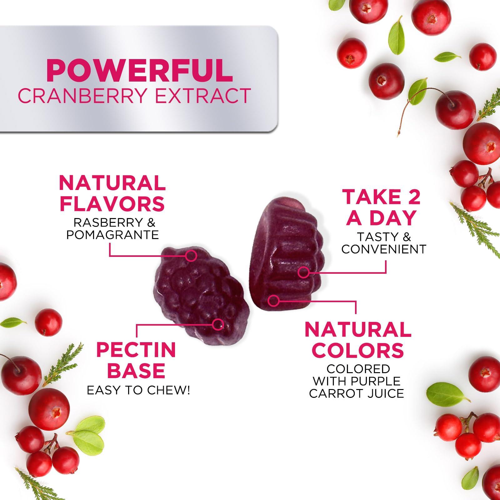 Nature's Nutrition Cranberry Gummies - Urinary Tract Health Gummy + Vitamin C - 25,000mg - Triple Strength Cranberry Concentrate Extract Supplement Pills, Ultimate Potency, Non-GMO, Gluten Free - 120 Gummies
