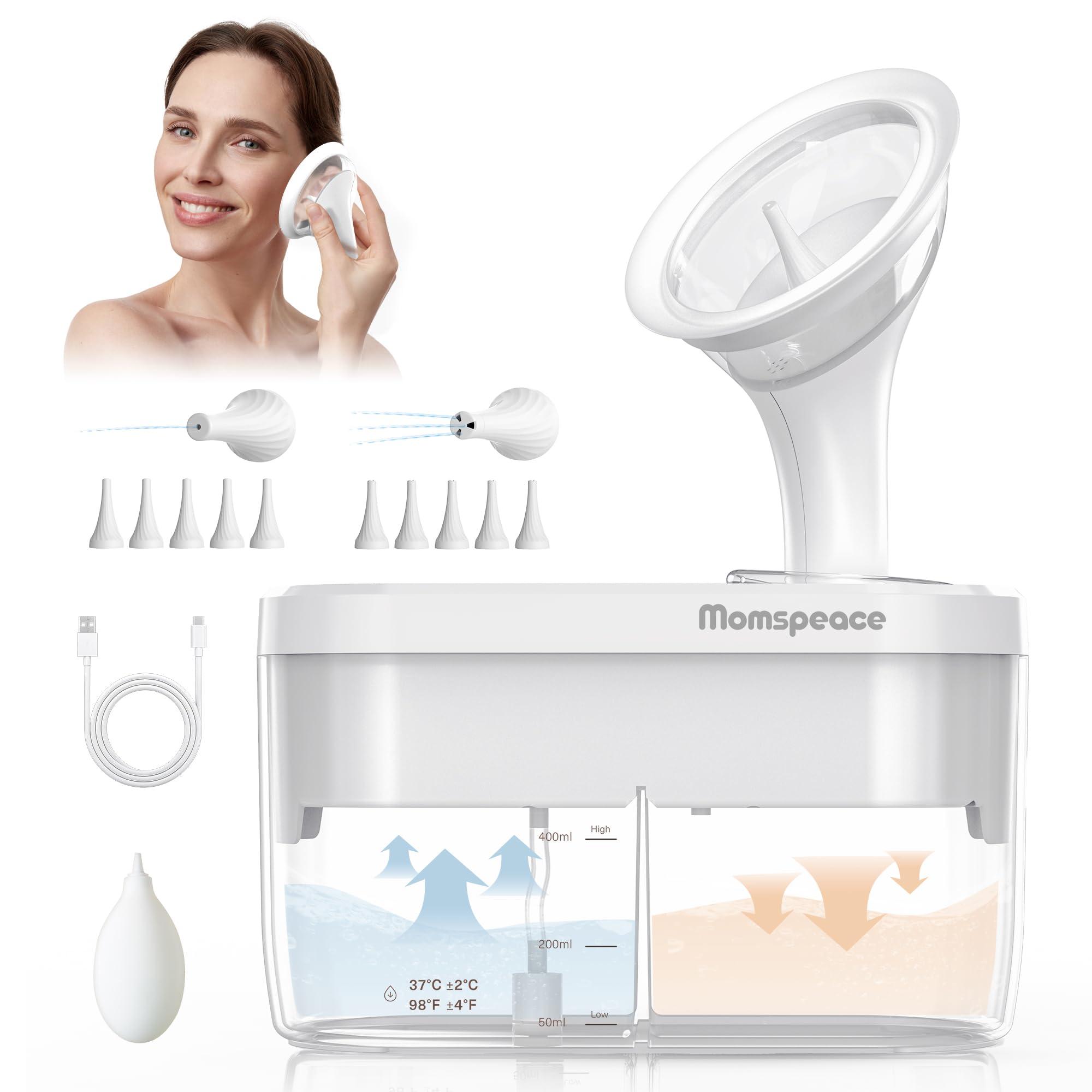 momspeace Electric Ear Wax Removal Ear Cleaner, Safe & Effective Ear Wax Removal Kit, Momspeace Ear Cleaning Kit with Automatic Sewage System, 4 Pressure Settings, 10 Tips, Ear Irrigation Ear Wax Removal Tool
