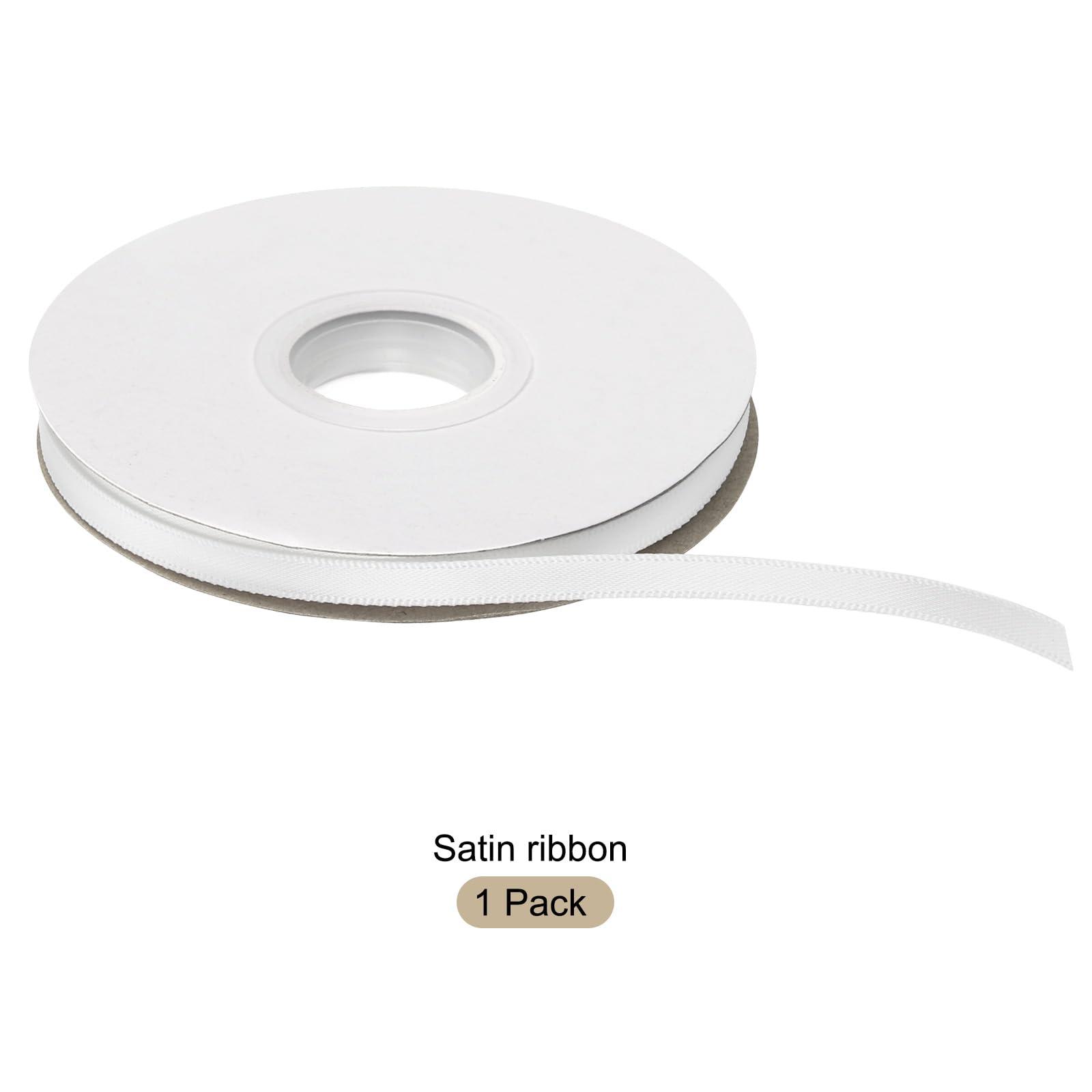 Rebower Rebower 1/4 Inch 25 Yard Satin Ribbon Thick Double Face Grosgrain Silk Ribbon, [for Gift Wrapping, Hair Bows, Wedding, Cake, Flower] - White