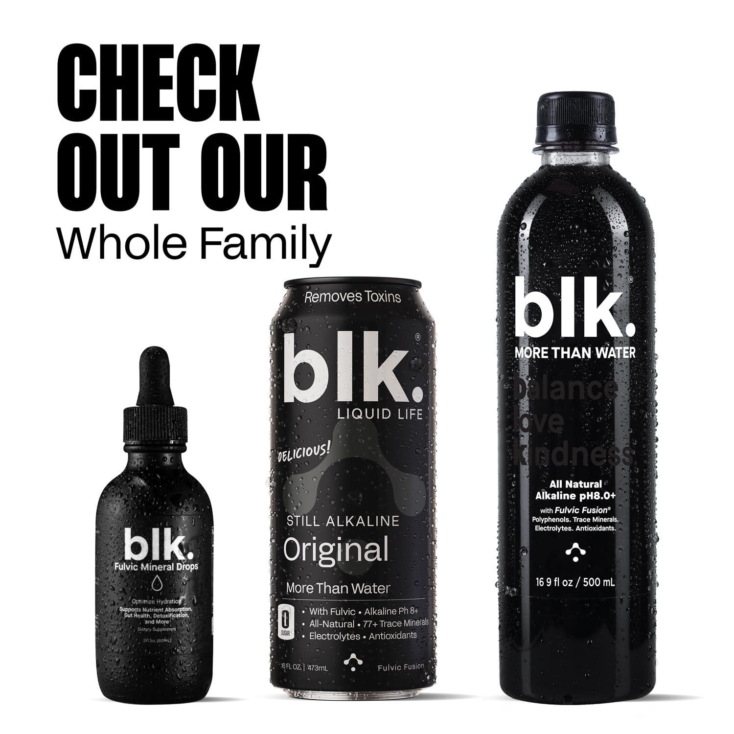 blk. blk. PH 8+ Natural Mineral Alkaline Water Drops Electrolyte Infused with Fulvic and Amino Acids, Zero Sugar, 2oz., 2-Pack