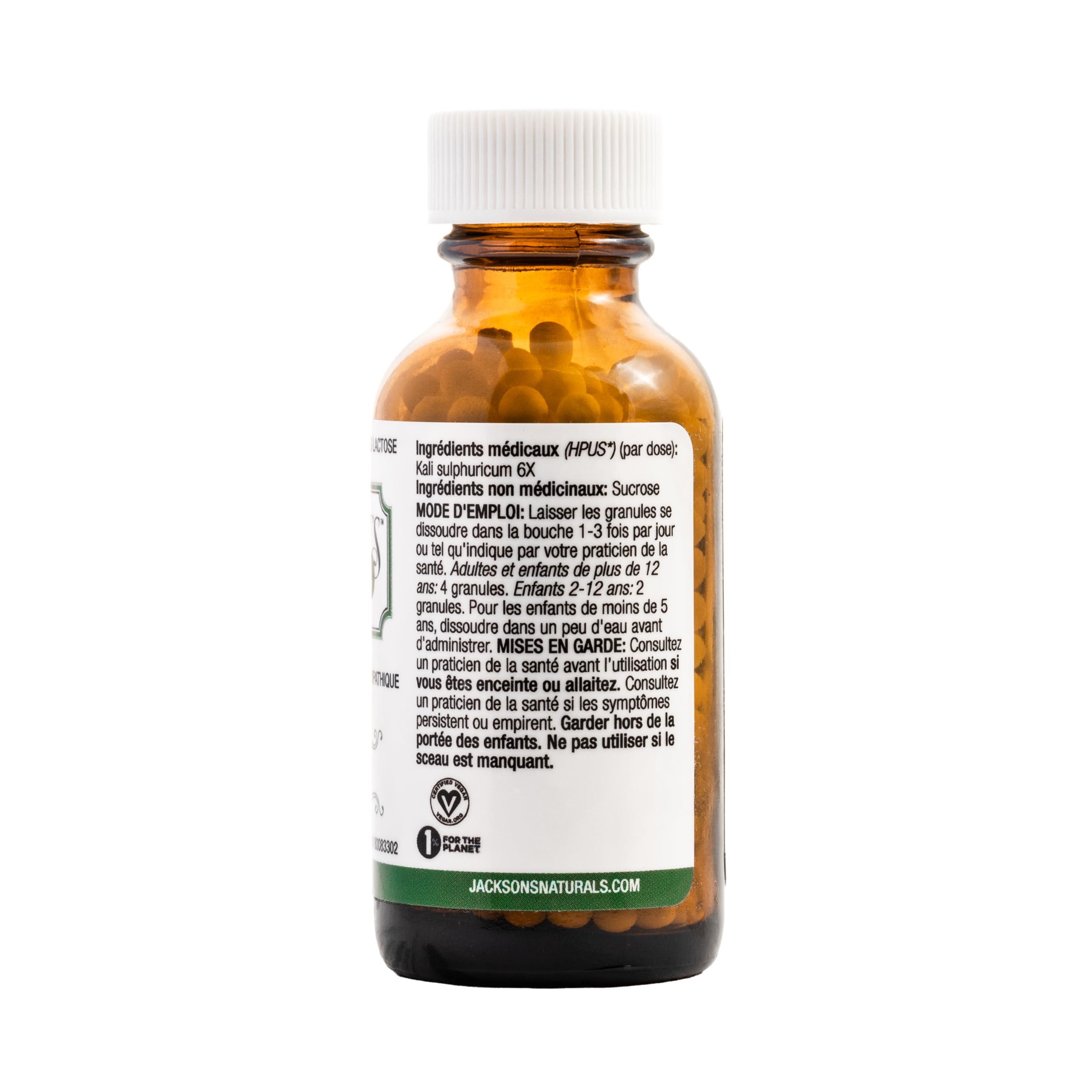 Jackson's Jacksons Cell Salt #7 Kali sulph 6X (500 Pellet Bottle) Certified Vegan, Lactose-Free Kali sulphuricum 6X