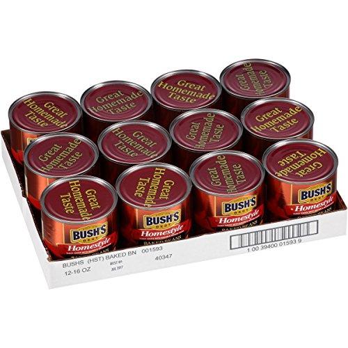 Bush's Best BUSH\'S BEST 16 oz Canned Homestyle Baked Beans, Source of Plant Based Protein and Fiber, Low Fat, Gluten Free, (Pack of 12)