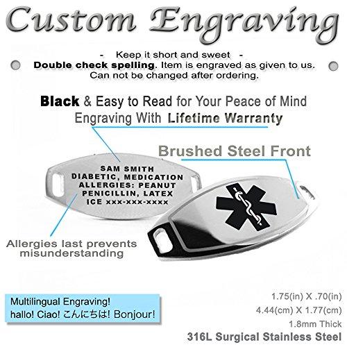My Identity Doctor My Identity Doctor - Custom Engraved Medical ID Tag 316L Steel Medium - Black