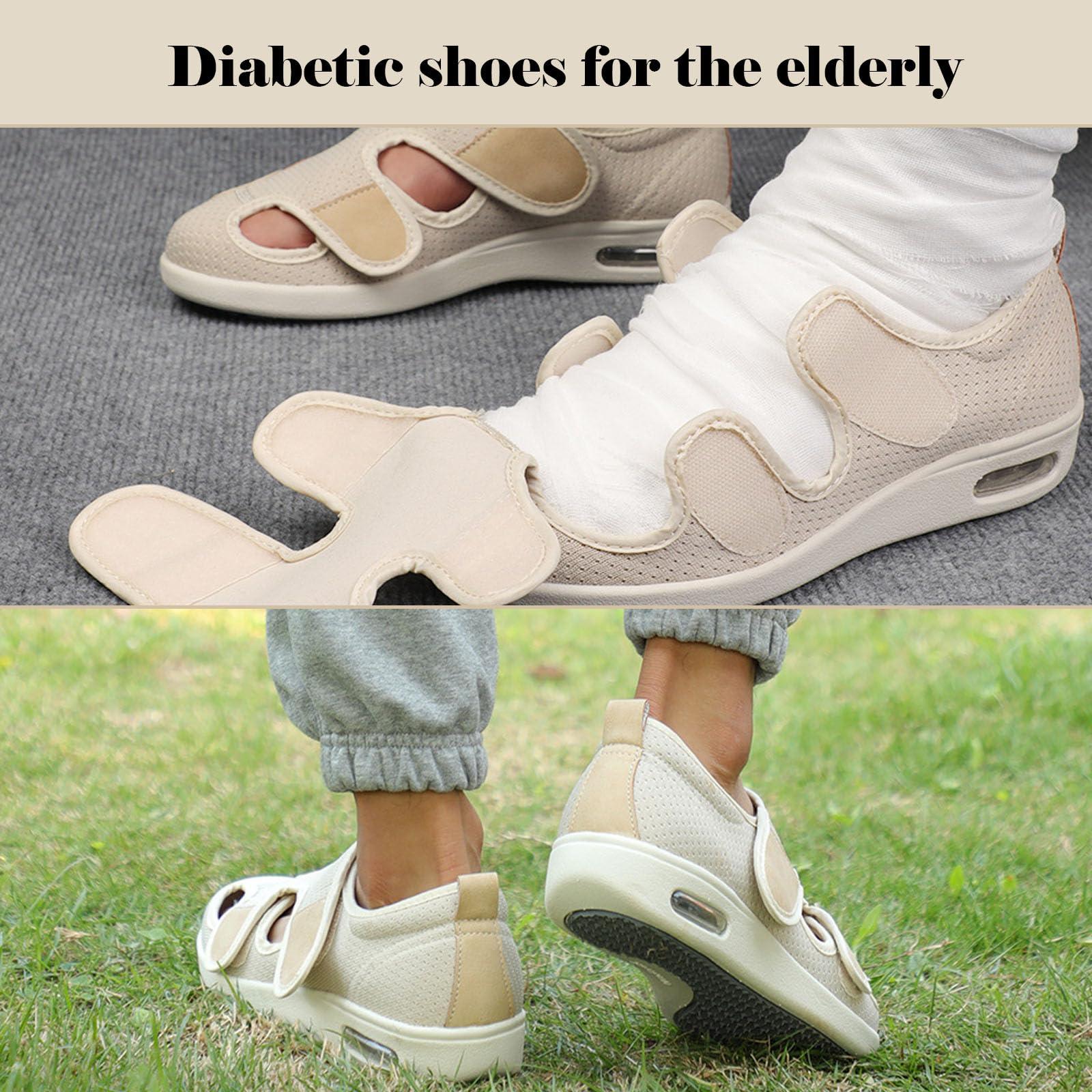 bumuam bumuam Men\'s Diabetic Shoes Extra Wide Width,Outdoor Walking Sneakers Orthopedic Lightweight Comfy Casual Slippers for Elderly Swollen Feet Arthritis Recovery Men 8/Women 9 Black