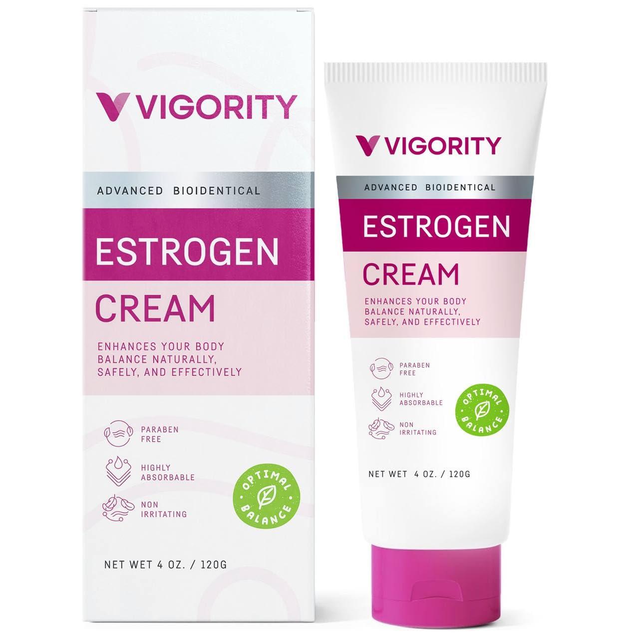 Vigority Estrogen Cream For Women, Natural Bioidentical, Hot Flashes Menopause Relief, Estrogen Cream With Wild Yam, Menstrual Cycle & Body Balance Support, Helps Reduce Hot Flashes, Paraben-Free, Vegan, 3-Month Supply(4 Oz)