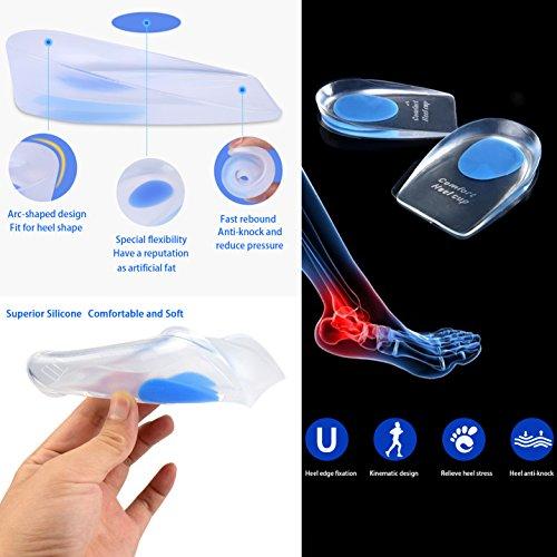 All one tech 3 Pair Gel Heel Cups Plantar Fasciitis Inserts - Silicone Gel Heel Pads for Heel Pain, Bone Spur & Achilles Pain, Gel Heel Cushions and Cups, Pad & Shock Absorbing Support