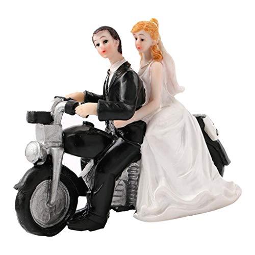 predolo predolo Bride Groom Couple Motorcycle Resin Figurine Romantic Cake Topper Party