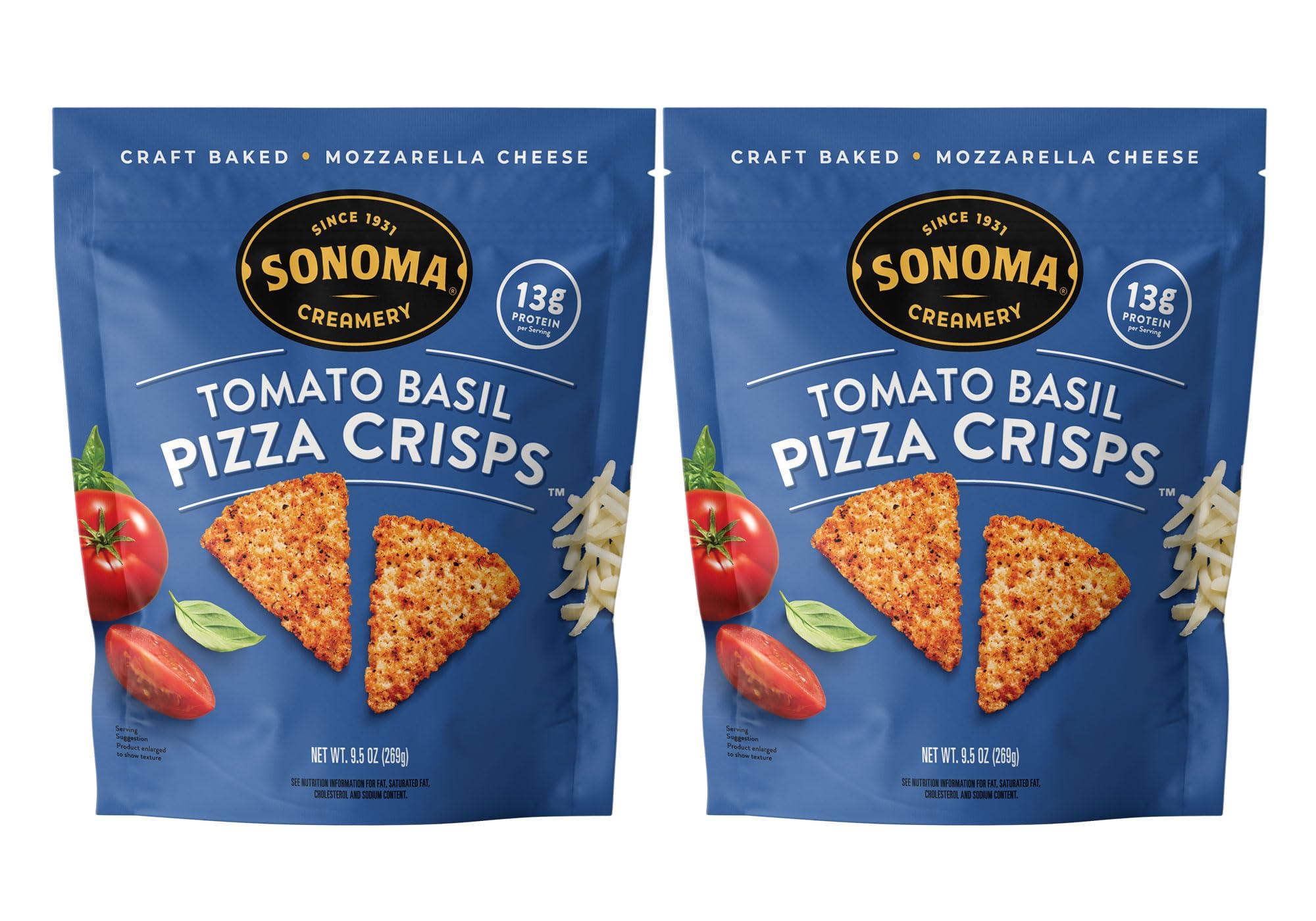 Sonoma Creamery Sonoma Creamery - Pizza Crisps, Tomato Basil, 9.5 Oz (2 Count) | Savory Snack Cracker | High Protein | Low Carb | Gluten Free | Wheat Free |Keto Friendly