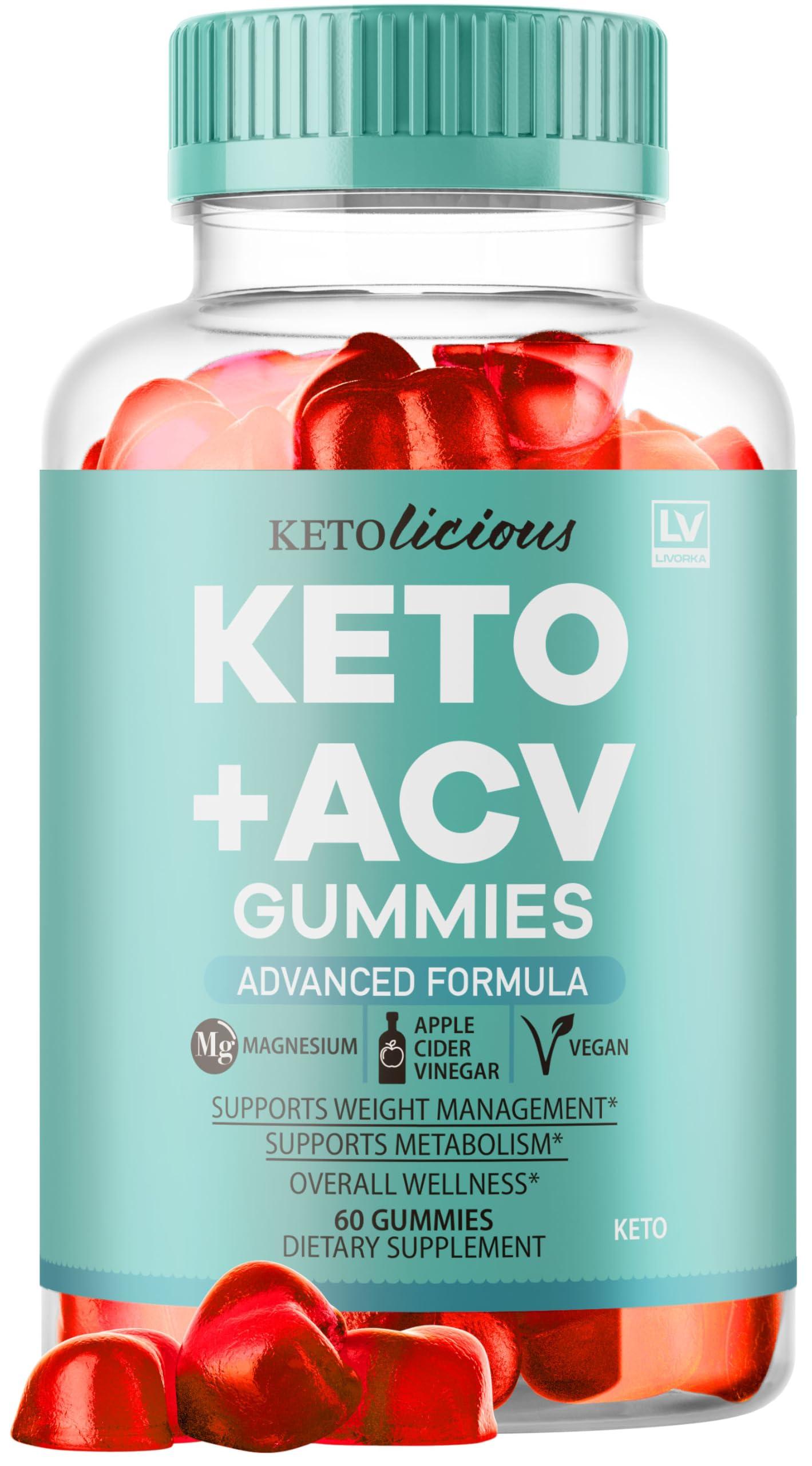 LIVORKA Ketolicious Keto ACV Gummies Advanced Formula, Ketolicious Gummies, 60 Gummies for 1 Month