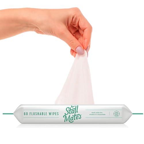 Stall Mates Wipes Stall Mates Wipes: Flushable Wipes | 60-Wipe Home Pack | Hypoallergenic | Unscented with Vitamin-E & Aloe | (4 Pack - 240 Wipes Total)