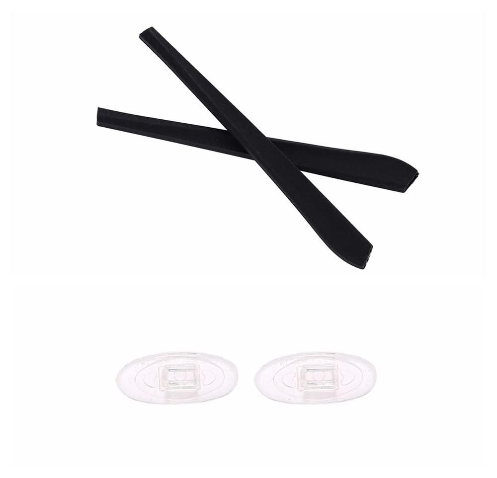 Caulo Caulo Replacement Temple Ear Socks and Nose Pads Compatible with Oakley Wingspan OX5040 OX5052 Glass Sunglass Frames (Black w Clear Nose Pads - 1 Set)