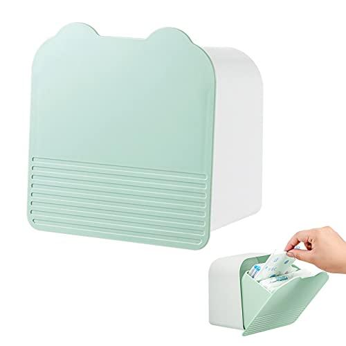 Tuciyke Sanitary Napkin Storage Container,Plastic Portable Sanitary Napkin Organizer Box for Bathroom 6x6x3.5 inches First Period Bag for Girls,Women,Ladies(Green)