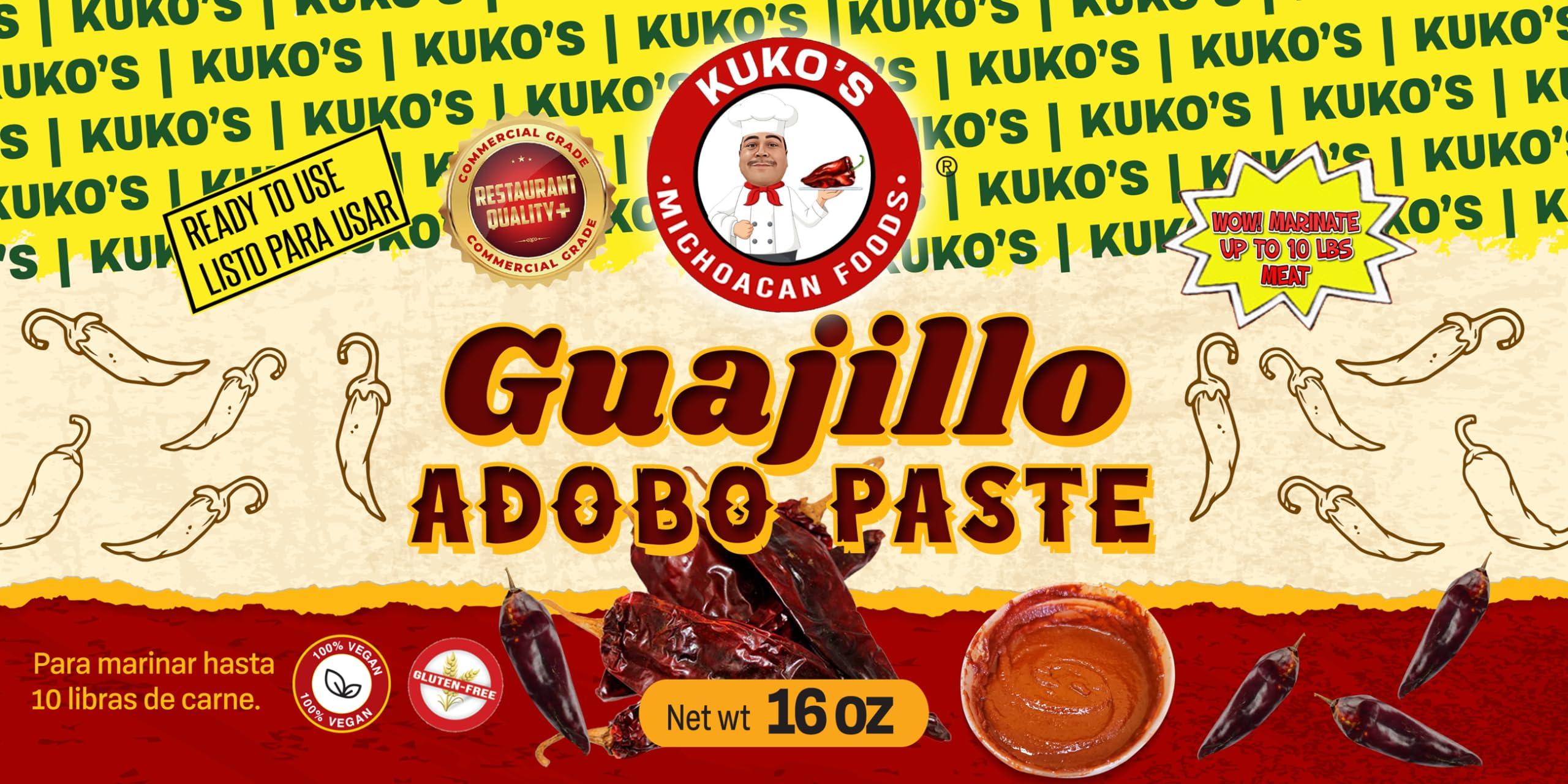 Kukos Adobo marinades Generic Guajillo Paste Adobo Concentrate, 16 oz Marinade Sauce for Spicy Smoky Flavor, Gluten-Free, Vegan