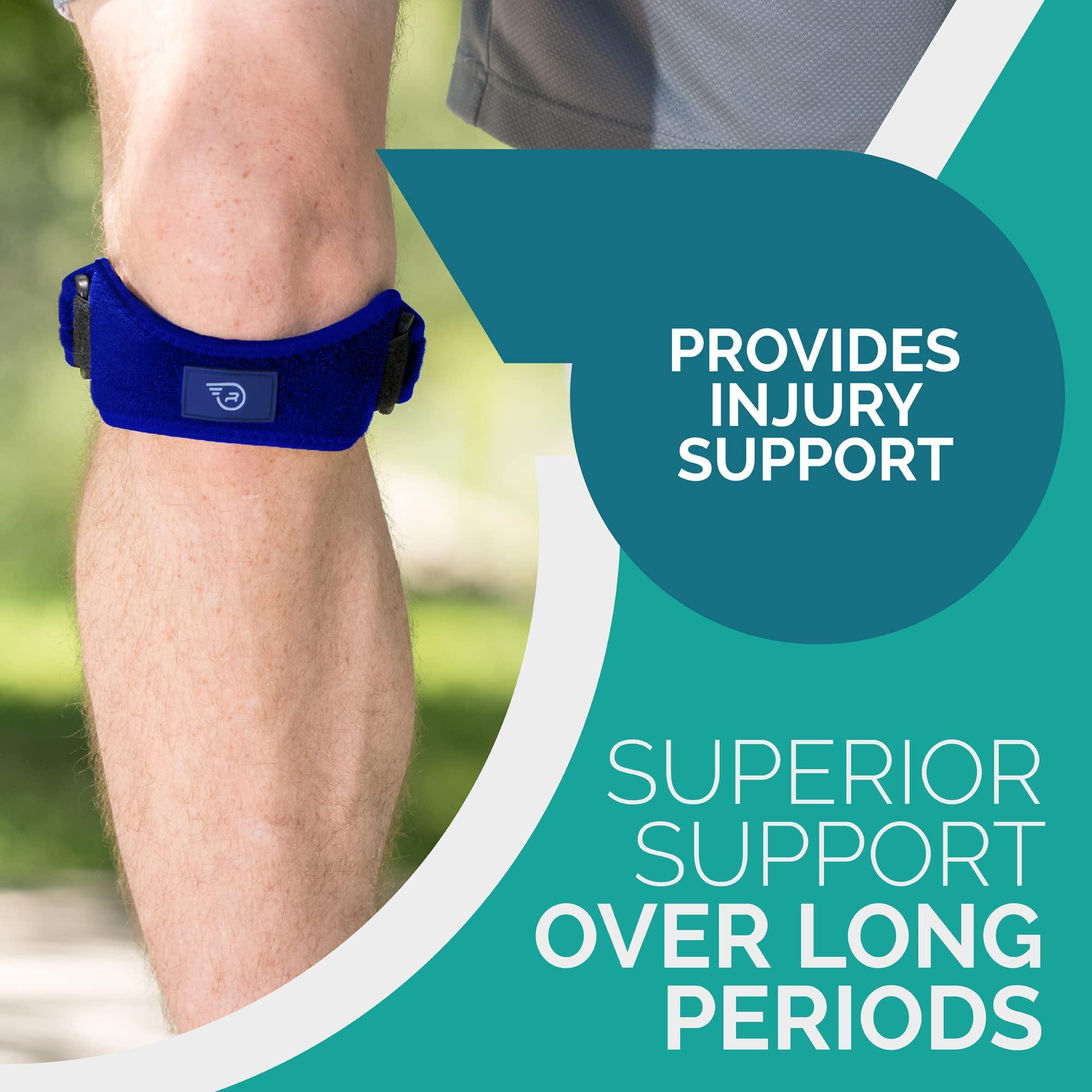 Run Forever Run Forever Sports Patella Strap Knee Brace Support for Arthritis, ACL, Running, Basketball, Meniscus Tear, Sports, Athletic. Best Knee Brace for Hiking, Soccer, Volleyball & Squats (Pack Of 1, Blue)