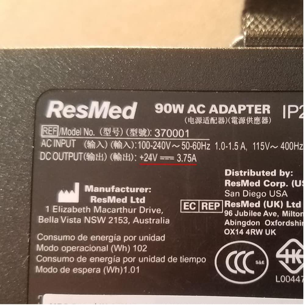 Generic ResMed 90W AC Adapter Model 370001 Power Supply Charger 24V 3.75A S90 S10 AirSense 10 AirCurve