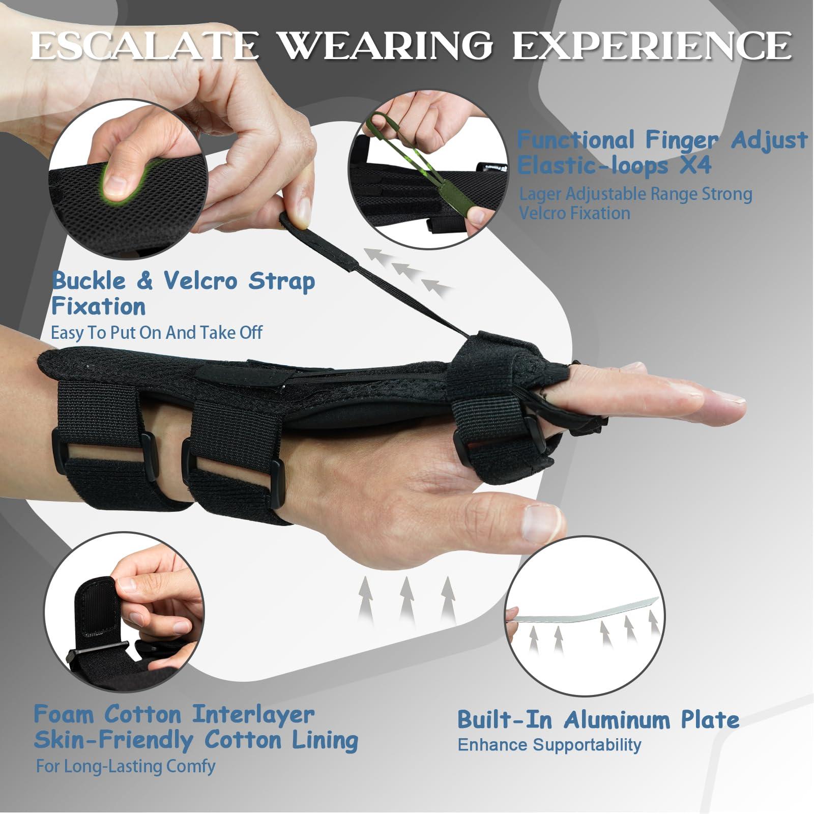 Feamero Feamero Radial Nerve Palsy Splint, Adjustable Finger Extension Brace, Lift Elastic Splint for Drop Wrist, Radial Nerve Injury, Mcp Arthroplasty, Crutch Palsy Treatment, Fit Left & Right Hand