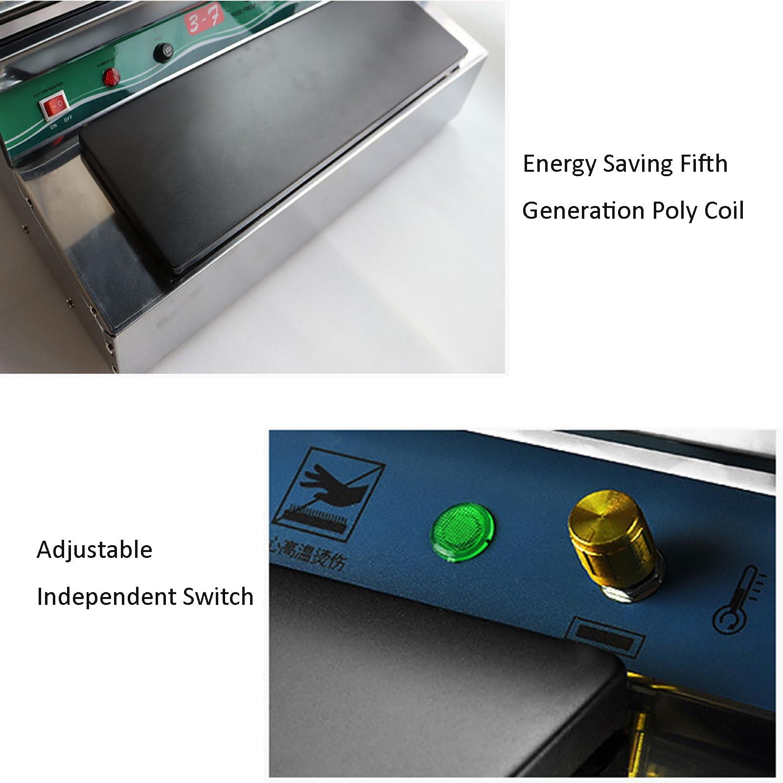 nLn Hope Commercial Film Wrapper Hand Wrapping Machine with 2 Roll 12Inch x 1312Feet PVC Plastic Cling Wrap Film for Packing and Storing Food, Reusable with Slide Cutter (SFN-450+2 Roll Cling Wrap)