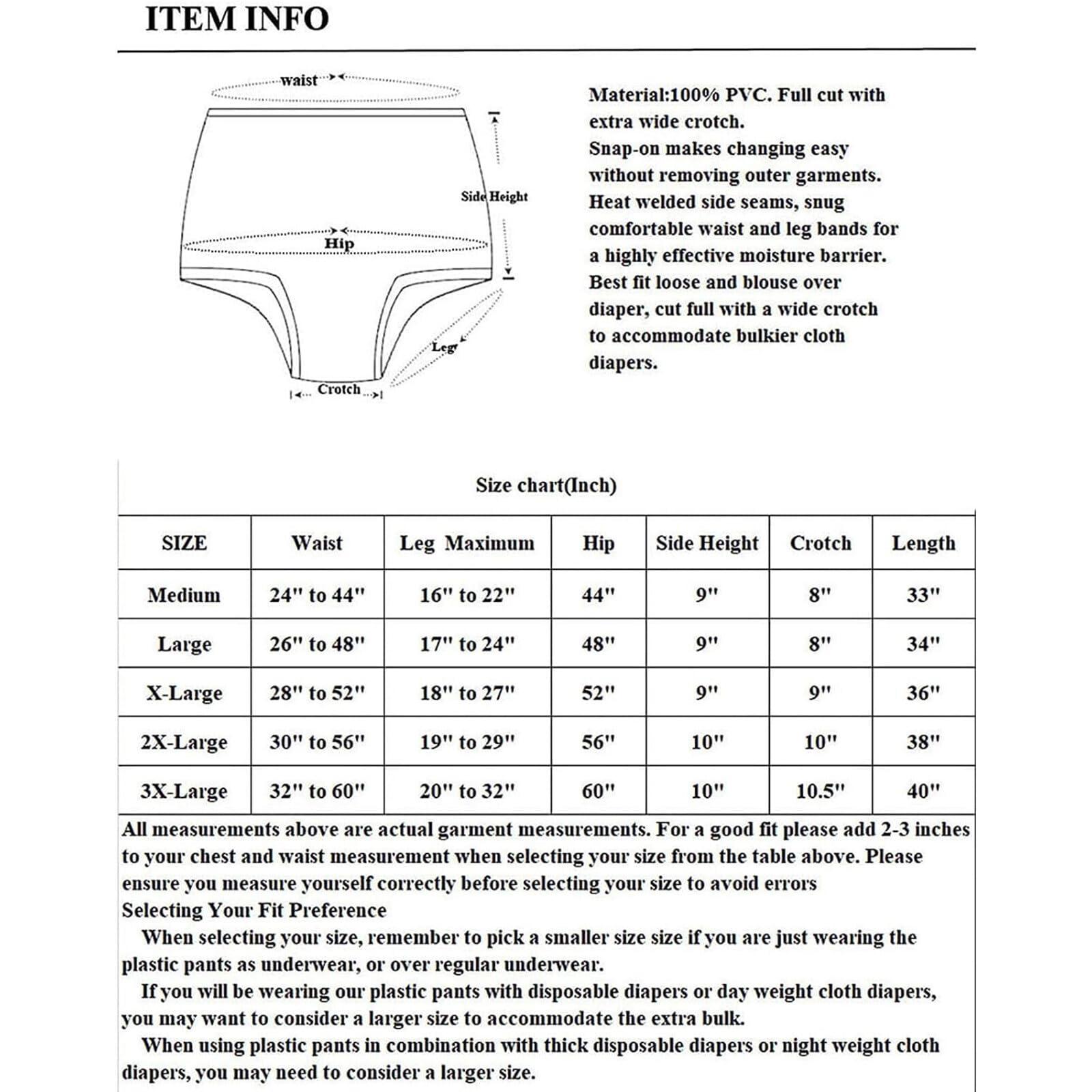 TAPIVA 3Pcs Incontinence Snap-On Plastic Pants/PVC Waterproof Pants/Adult Incontinence Pants/Wide Elastic Waterproof Diapers/Reusable PVC Waterproof Pants/Adult Diapers/Incontinence Pants