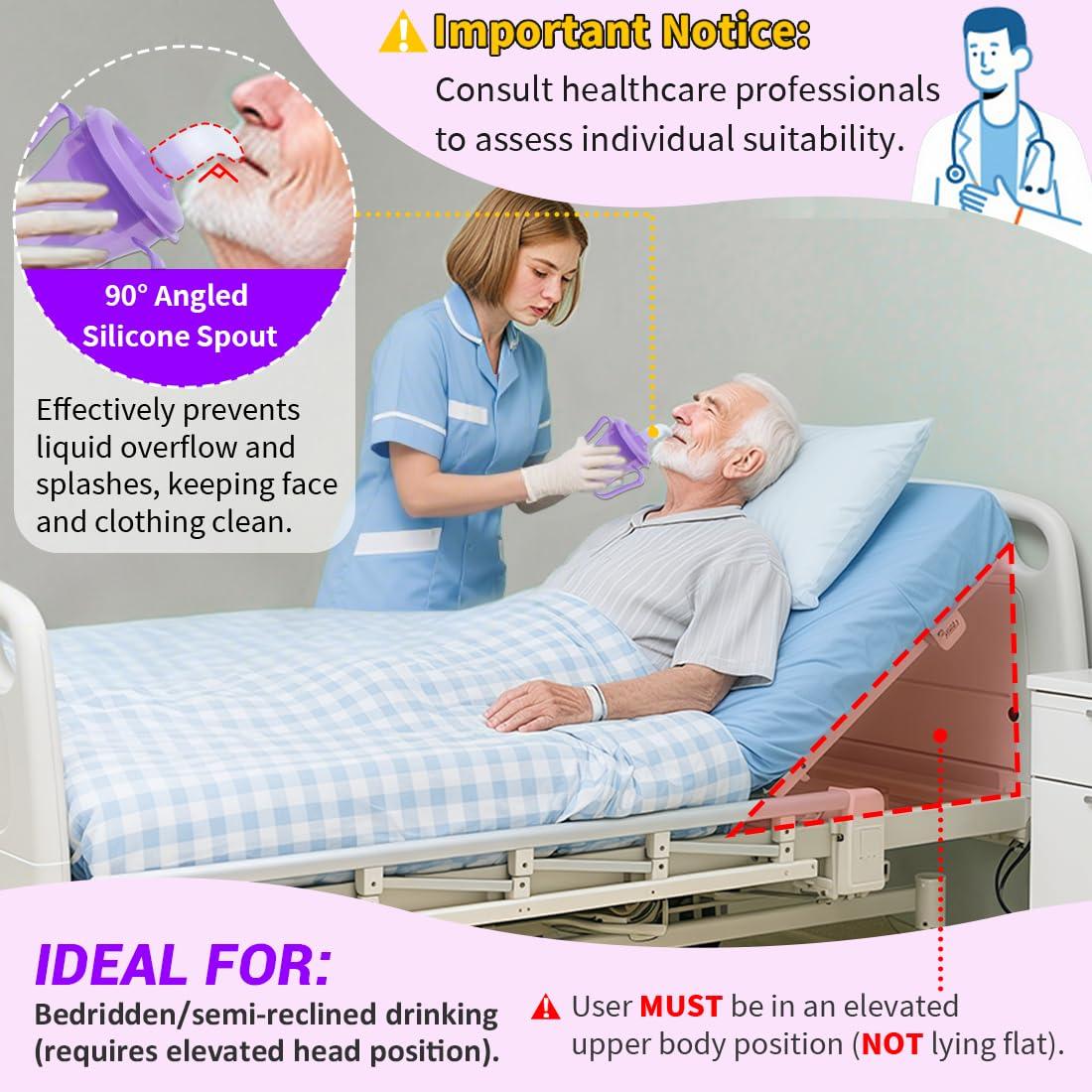 Ehucon Ehucon Dysphagia Regulating Drinking Cup for Elderly-Having Difficulty Swallowing,Dispenses 5 cc or 10 cc of Liquid Helps to Prevent Choking,Liquids Only (Overall purple)