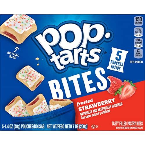 Pop-Tarts Pop-Tarts Baked Pastry Bites, Kids Snacks, School Lunch, Frosted Strawberry (5 Boxes, 25 Pouches)