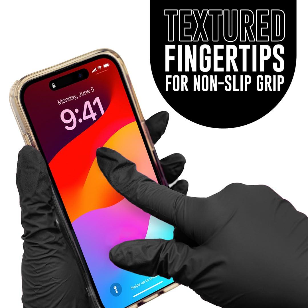 Colortrak Colortrak Luminous Collection Disposable Nitrile Gloves (100 Pack), Black, Small, Single-Use, Allergy-Safe, Latex-Free, Powder-Free, Odor-Free, Textured Finger Tips