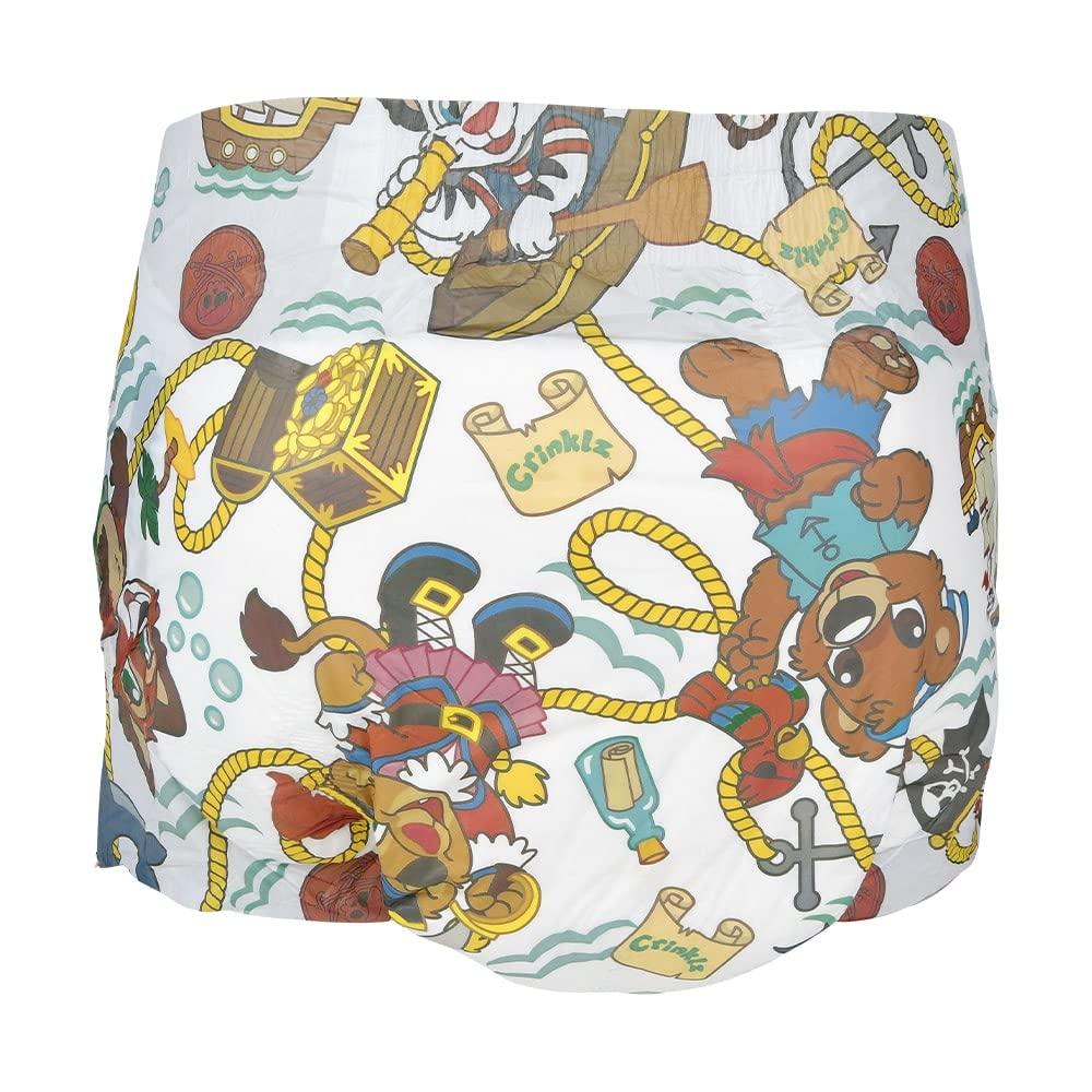 Crinklz Crinklz Tab-Style Briefs Adult Printed Diapers, Buccaneer, Medium, Case/60 (4/15s)