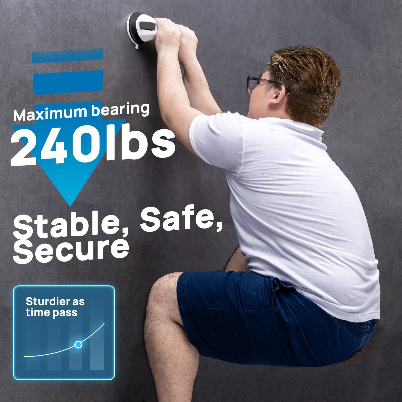 LEVERLOC LEVERLOC Grab Bars for Bathtubs and Showers 2 Pack Suction Grab Bar, Heavy Duty 12 Inch Shower Handle Removable Handrails for Seniors and Elderly, Bathroom Safety Grip No Drilling Waterproof Black