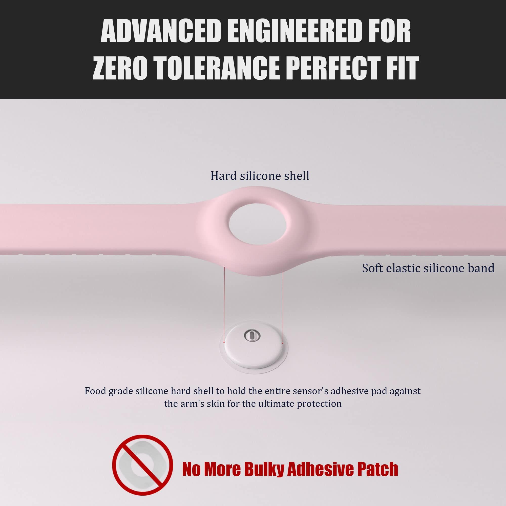 Divoti Divoti CGM Continuous Glucose Monitor Sensor Cover Armband Compatible with Freestyle Libre 3, Trim-to-fit Adjustability - Baby Pink