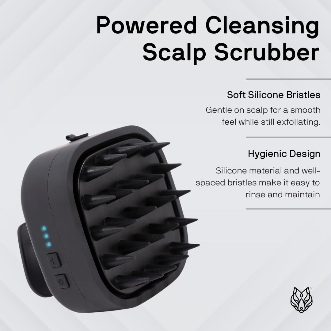 Black Wolf Black Wolf Sonic Scalp Scrubber - Electric Hair & Scalp Massager Brush with 3-Speed Oscillation - Rechargeable Shower Brush & Head Scrubber with Soft Silicone Bristles for Deep Clean & Exfoliation