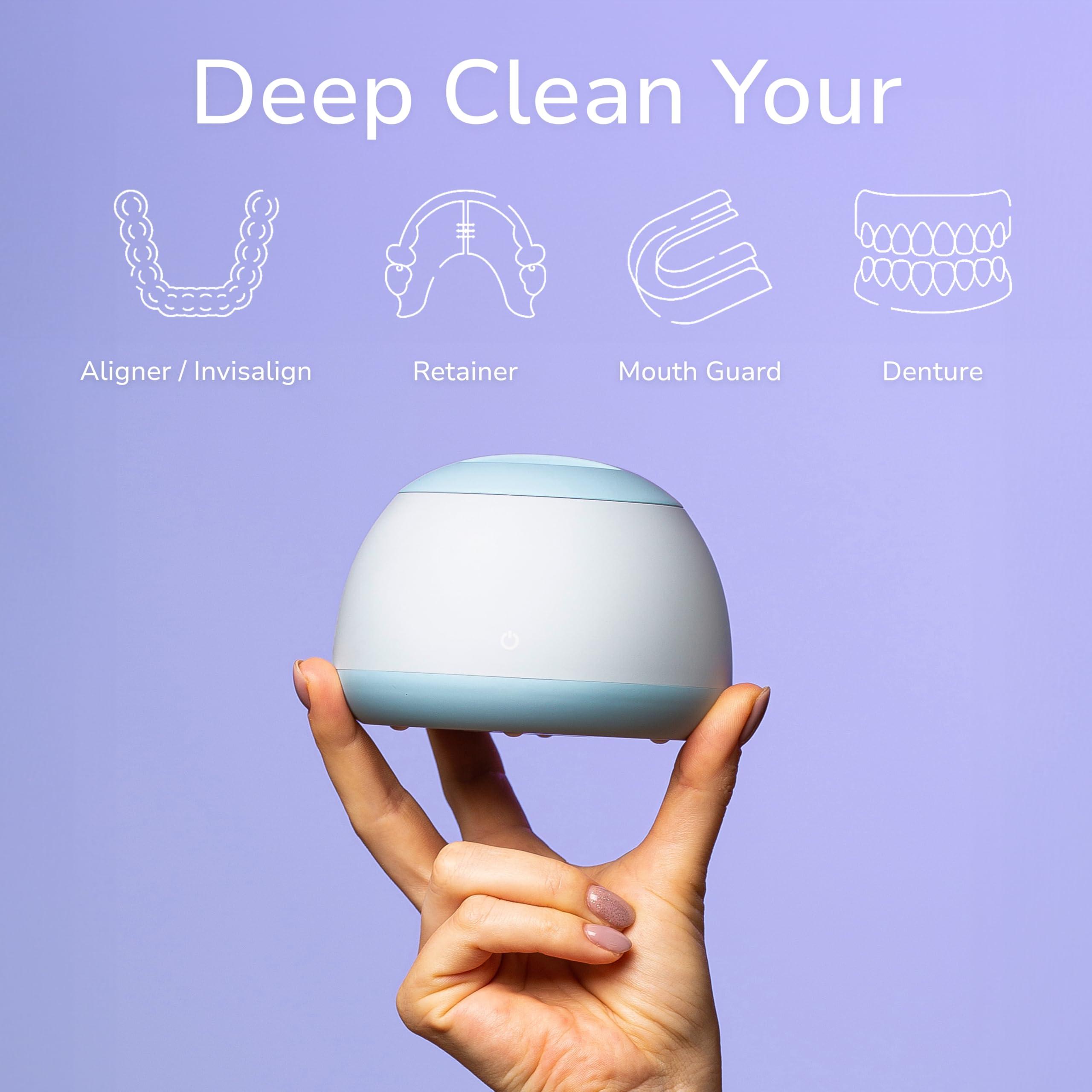 Zima Dental Zima Dental Pod | Sky Blue | Ultrasonic Retainer Cleaner Machine | Aligner, Nightguard, Mouth Guard, Denture Cleaner | Oral Dental Care FSA HSA Approved