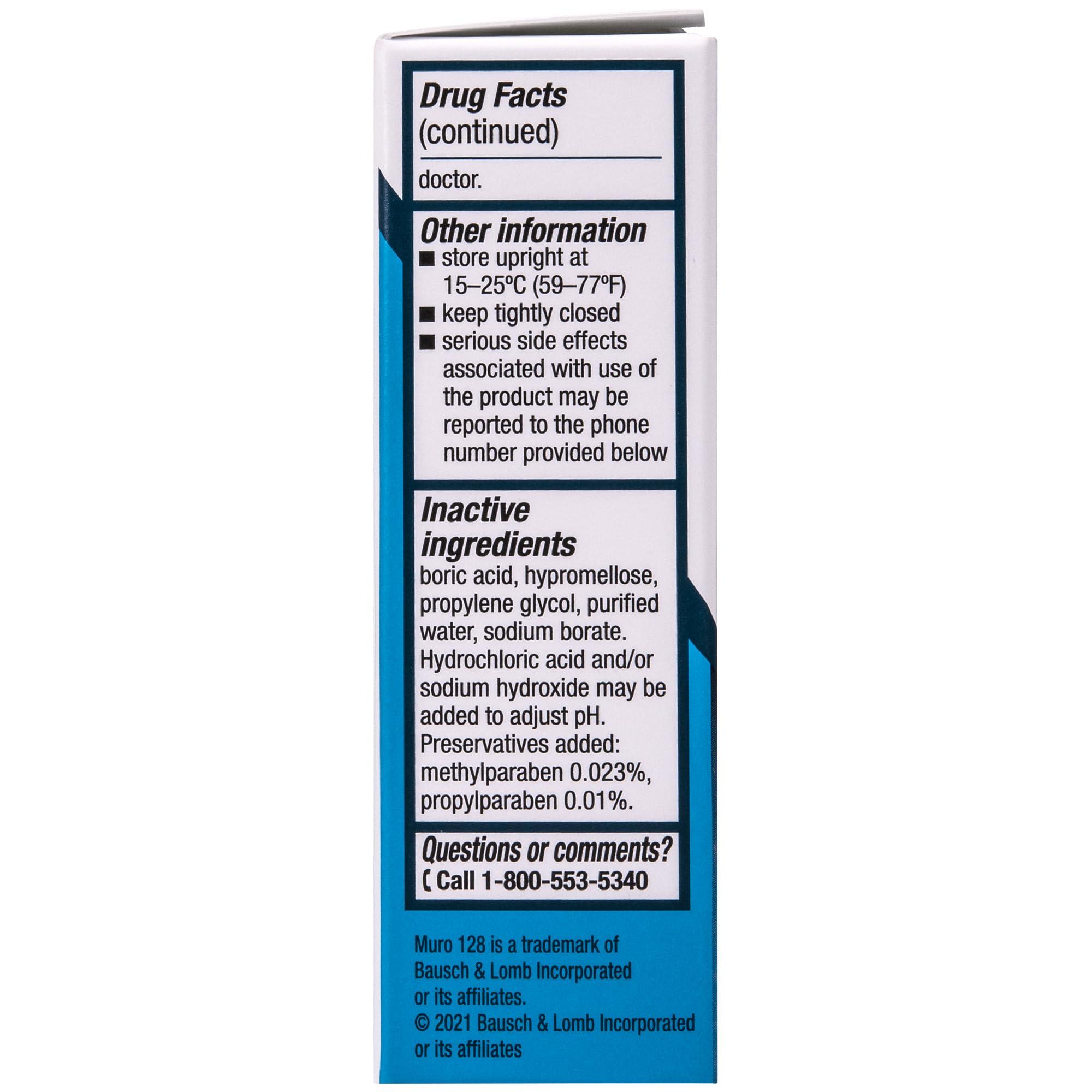 Muro 128 Muro 128 5% Sodium Chloride Hypertonicity Ophthalmic Solution, from Bausch + Lomb, 0.5 Fl Oz (15 mL)