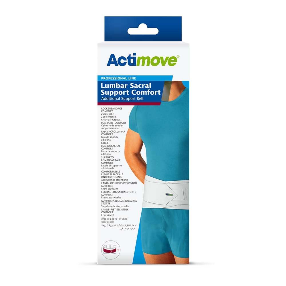 Actimove Actimove Professional Lumbar Sacral Support Comfort with Additional Support Belt 10\" | Lower Back Support Belt Sacral Support, for Post-Op Care, Herniated Disc, Scoliosis Back Pain Relief | White, Medium