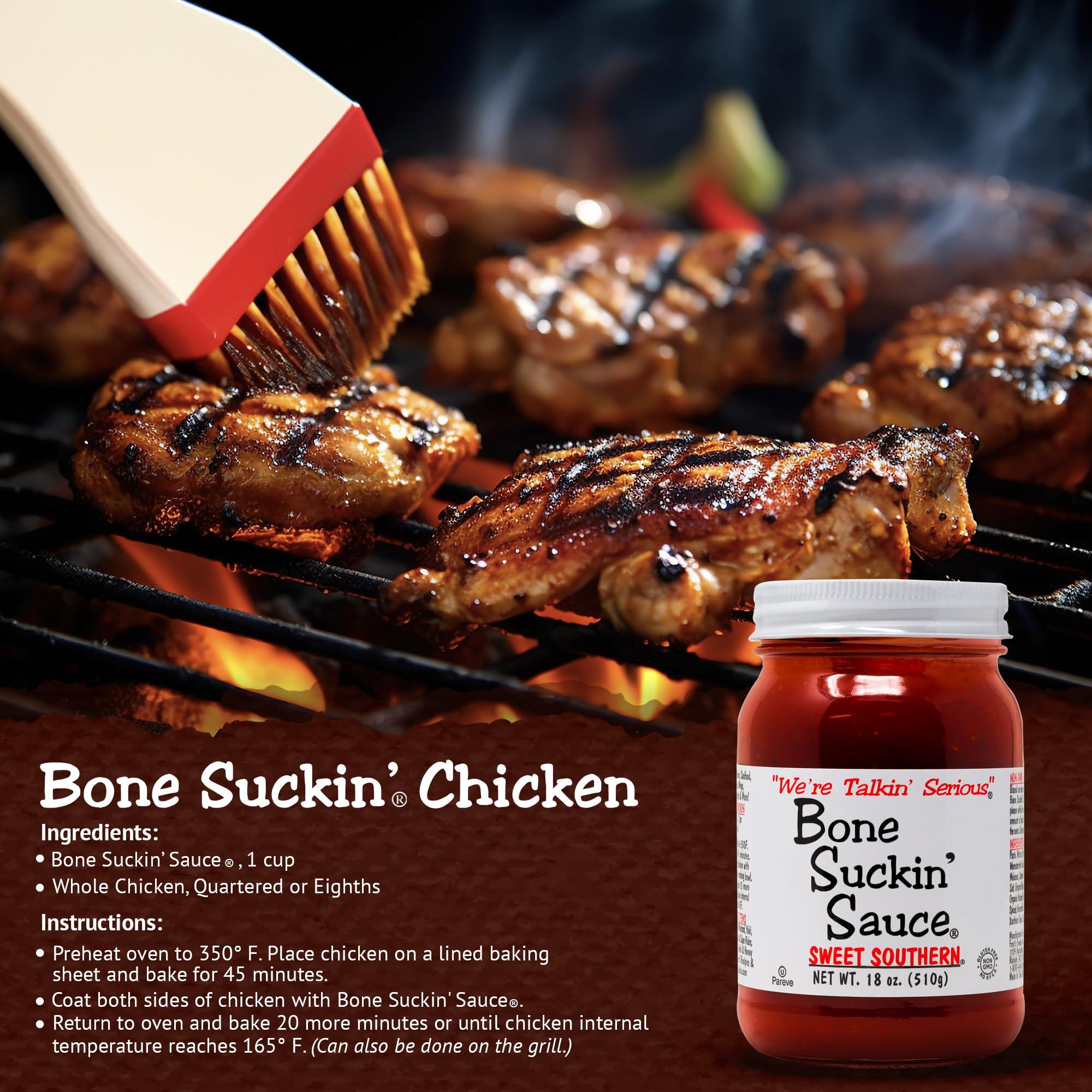 Bone Suckin' Sauce Bone Suckin\' Sauce Sweet Southern BBQ Sauce - 18 oz in Glass Bottle, All-Purpose Barbecue Sauce, For Ribs, Chicken, Pork, Beef, Gluten-Free, Non-GMO, Kosher, Sweetened w/Cane Sugar & Molasses - 1 Pc