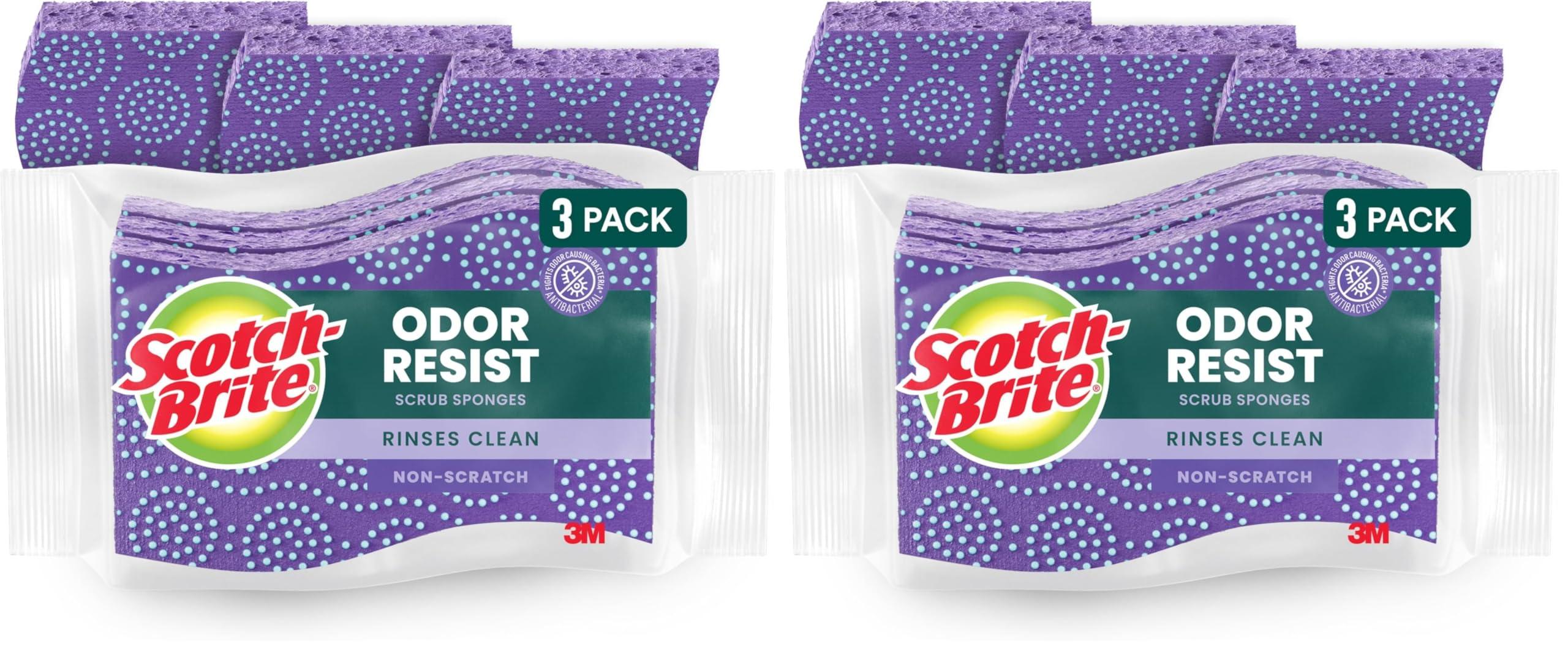 Scotch-Brite Scotch-Brite Scrub Dots Non-Scratch Scrub Sponge, Rinses Clean, for Washing Dishes and Cleaning Kitchen, 3 Scrub Sponges (Pack of 2)