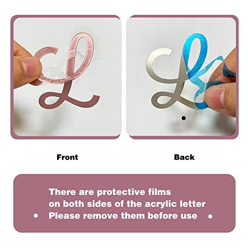 SONICEBUY Acrylic Alphabet Letter Cake Topper DIY Custom Cake Toppers with Rose Gold Uppercase Lowercase A - Z Letters and Happy Birthday Cake Topper for Wedding Anniversary Baby Shower Birthday Party Supplies