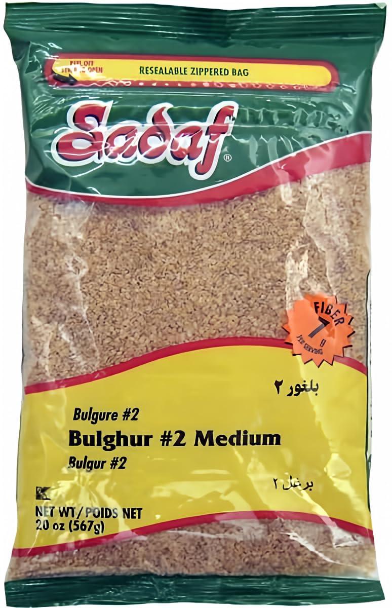 Sadaf Sadaf Bulghur #2 Medium - Bulgur Wheat Medium for Cooking and Food Seasoning - Wheat Grain - Middle Eastern Cuisine - Kosher - 20 Oz Resealable Bag