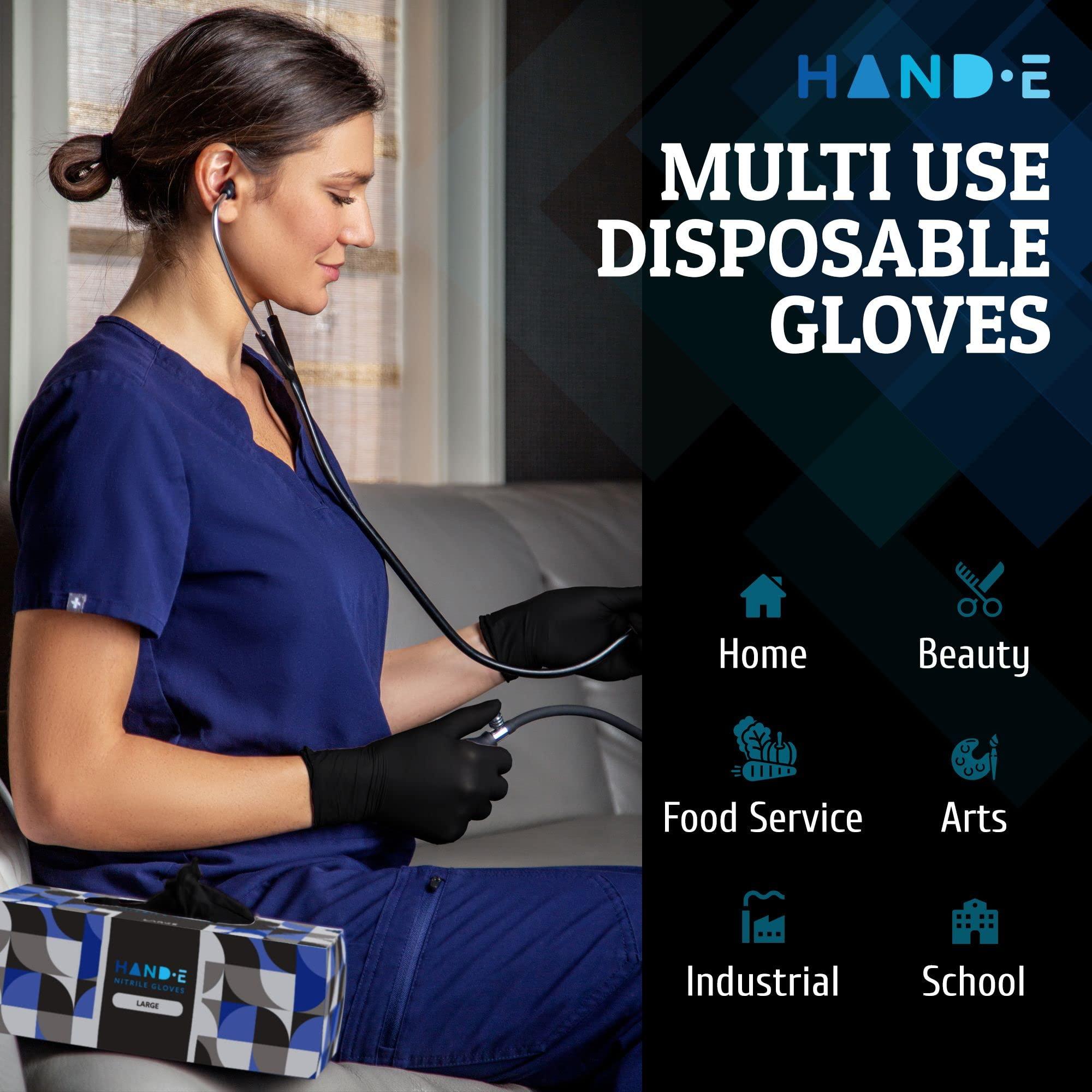 Hand-E Touch Hand-E Touch Black Nitrile Disposable Gloves Medium, 200 Count - BBQ, Tattoo, Hair Dye, Cooking, Mechanic Gloves - Powder and Latex Free Gloves