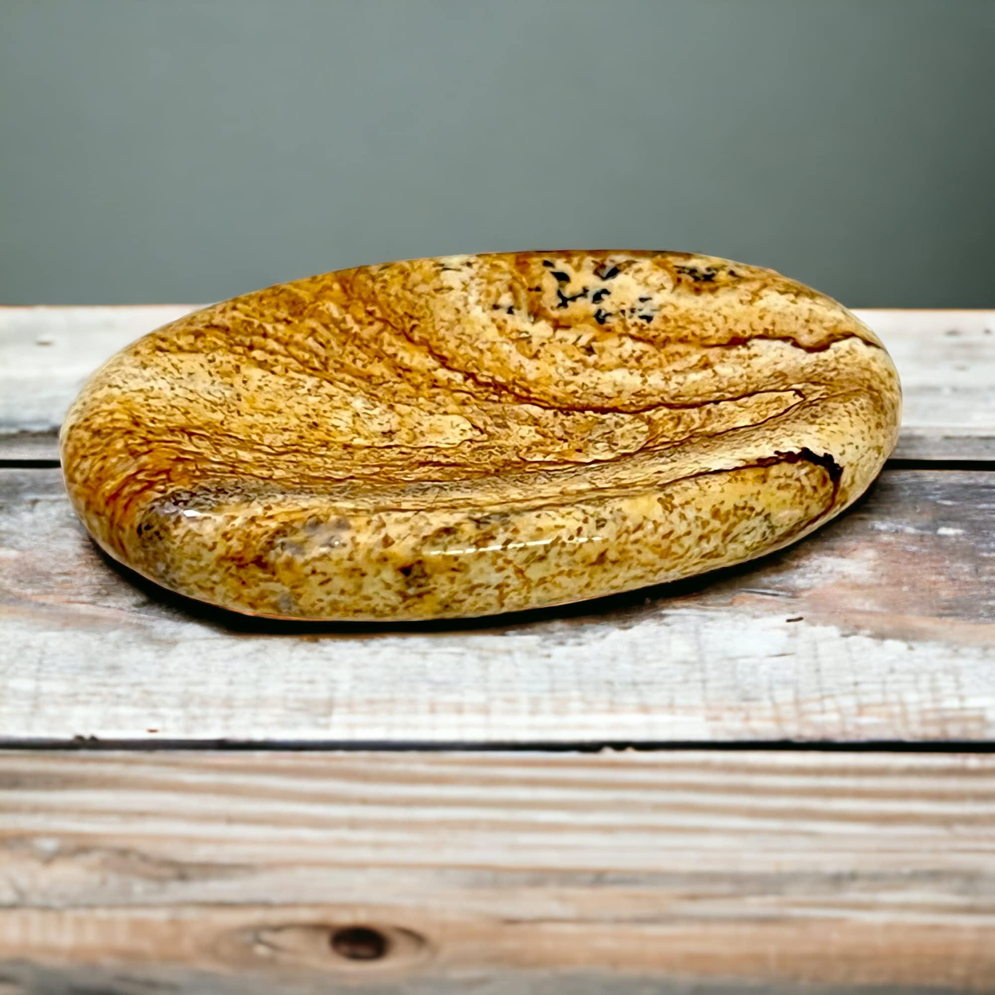 ANAYA AGATE Worry Stones Picture Jasper Crystal Thumb Worry Stone for Anguish, Stress Relaxing and Soothing Balance Stones for Meditation, Stress Relief Healing Stones and Crystals for Men and Women