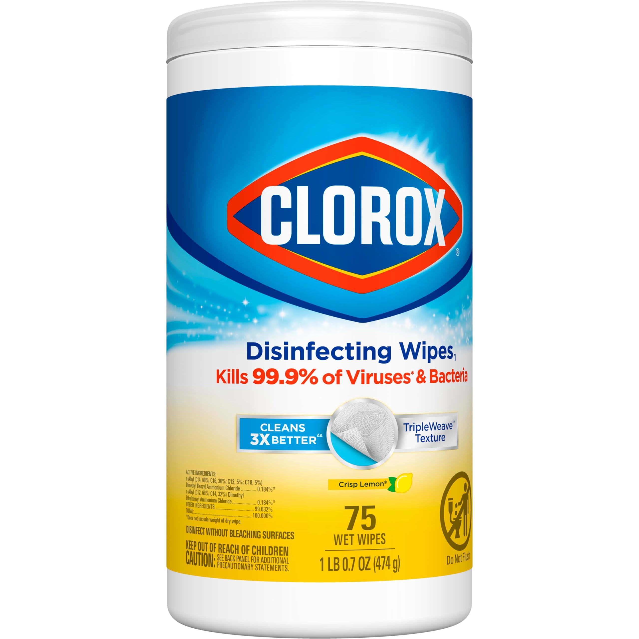 Clorox Clorox Disinfecting Wipes, Bleach Free Cleaning Wipes - Crisp Lemon, 75 Count (Packaging May Vary)