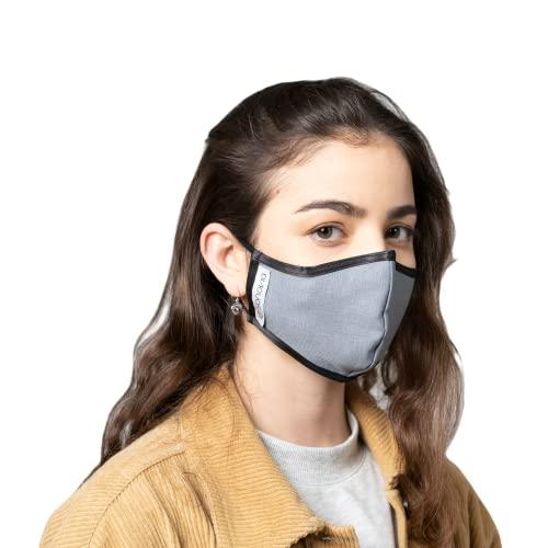 SONOVIA SONOVIA Reusable Face Mask with Patented Breathable Fabric Adjustable Ear Straps (Small (Pack of 3), Grey)