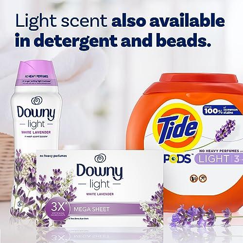 Downy Downy Light Mega Dryer Sheets, Fabric Softener Dryer Sheets, White Lavender, 180 Count