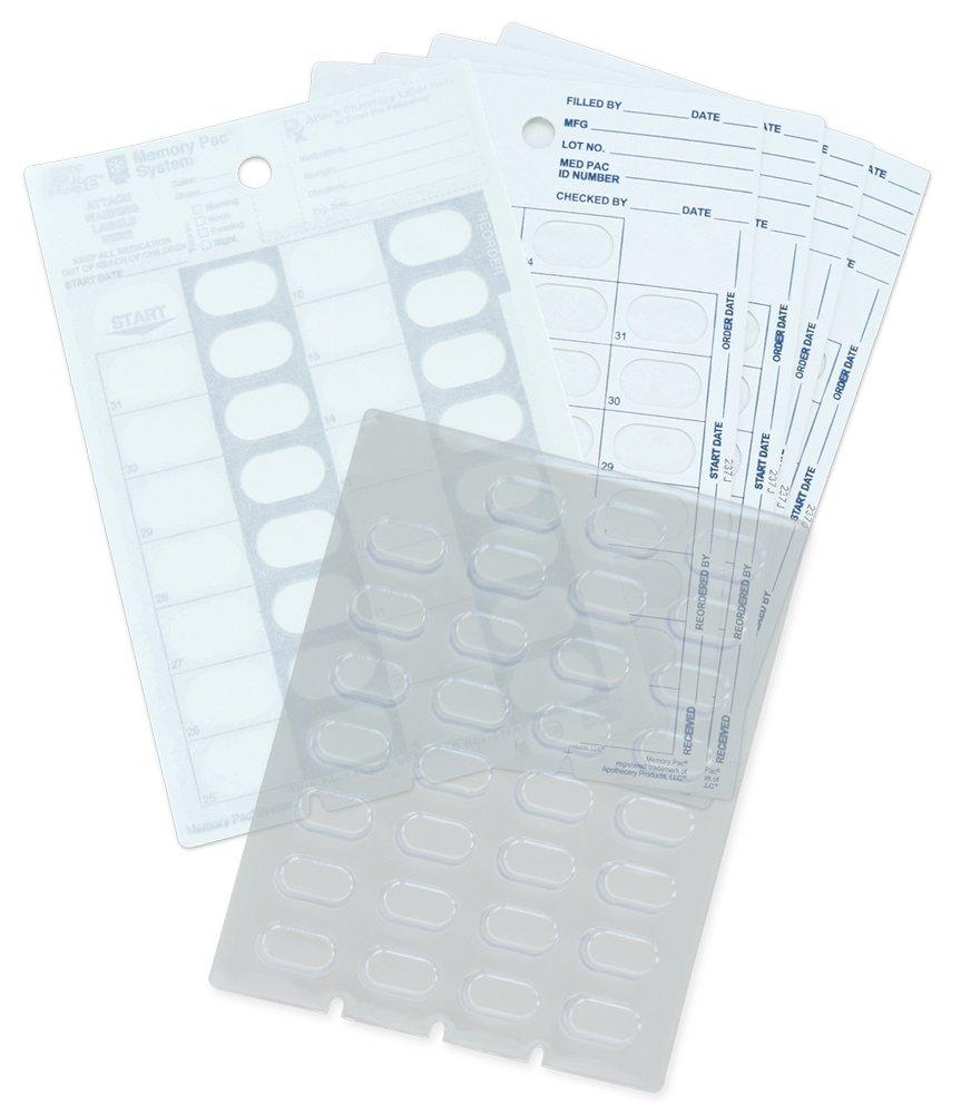 Apothecary Medication Blister Pack Refill Set Cold Seal - Includes Blister Trays & Cold-Seal Cards - Pill Blister Sizes Regular or Jumbo Blisters (Monthly - Jumbo 5/8" Deep - 100 Pack)