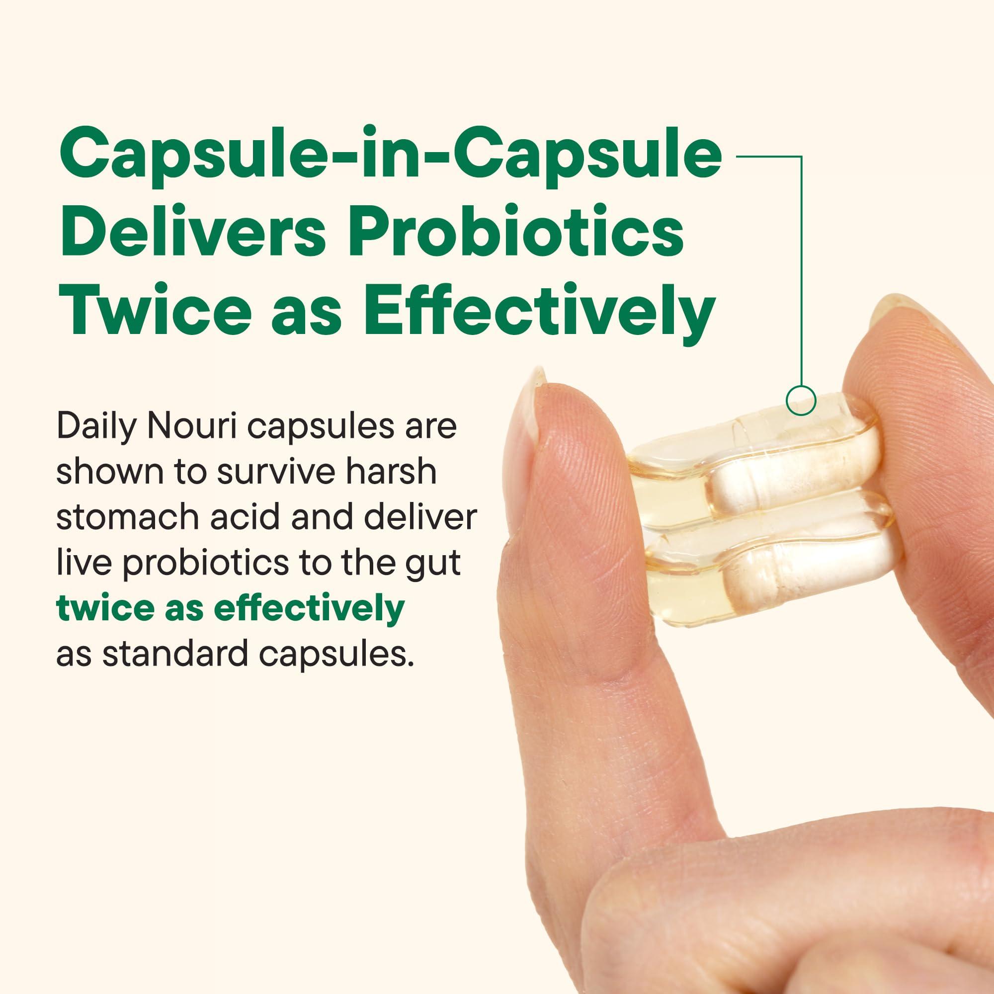 Nouri Daily Nouri Stress Support Probiotic | Cortisol Management & Daily Stress Relief with Prebiotics, Probiotics & Plant-Based Omega Oil | PreForPro Bacteriophage | 30-Day Supply